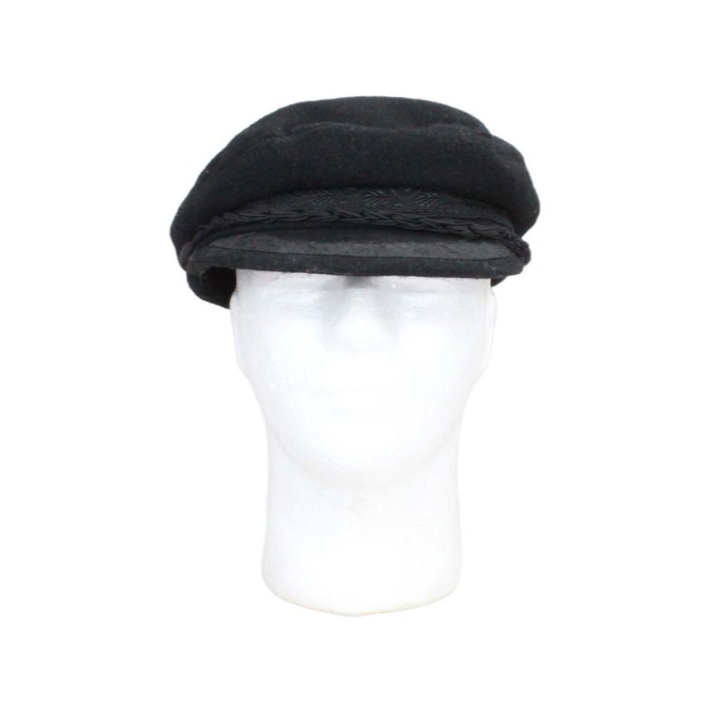 Vintage Black Braided Lined Sailor Greek Fisherman’s Cap Woolen Cap Hat